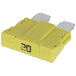 Saugiklio standartinė mentė 80V 20A geltona pakuotė 10x Kramp FS1820KR