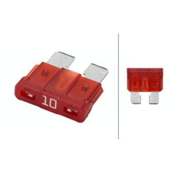 Saugiklis Standartinis mentė 32V 10A Ilgis 18,6mm raudona Pakuotė 50x Hella 8JS711686002