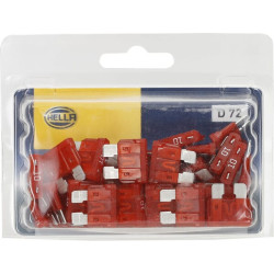 Saugiklis Standartinis mentė 32V 10A Ilgis 18,6mm raudona Pakuotė 50x Hella 8JS711686002