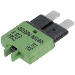 Saugiklis Terminis rankinis atstatymas 28V 30A Ilgis 34,4 mm žalias E.T.A SI25030