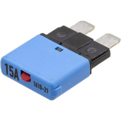 Saugiklis Terminis rankinis atstatymas 28V 15A Ilgis 34,4 mm mėlynas E.T.A SI25015