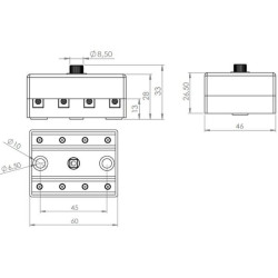 Saugiklių dėžutė keraminė 4 krypčių, 12/24V, varžtiniai gnybtai FB10007KR