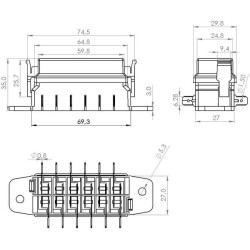 Saugiklių dėžutės 6 kontaktų gnybtas, maks. 32V 15A (ATO/ATC), 12x6,3 mm FB10005KR