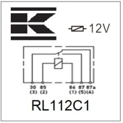 Mini relė 12V, perjungiklis, 30A/40A, be laikiklio RL112C1