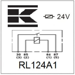 Mini relė 24V, normaliai atvira, 20A, be laikiklio RL124A1