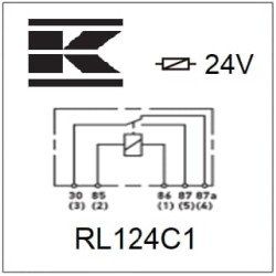 Mini relė 24V, perjungiklis, 30A/40A, be laikiklio RL124C1