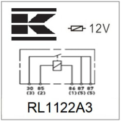Mini relė 12V, dvigubas kontaktas, 2x20A, su laikikliu RL1122A3