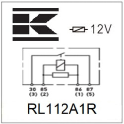 Relė 12V, normaliai atidaryta, 40A, su rezistoriumi, be laikiklio RL112A1R