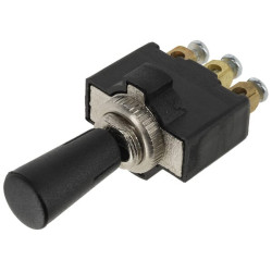 Brūkštelėjimo jungiklis, įjungimas-išjungimas, 12-24VDC, 20A, 125-250VAC, 2A, 3 kontaktai, varžtiniai gnybtai, metalinė veržlė, 