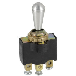 Brūkštelėjimo jungiklis, įjungimas-išjungimas, 12-24VDC, 10A, 125-250VAC, 2A, 3 kontaktai, varžtiniai gnybtai, metalinė veržlė, 