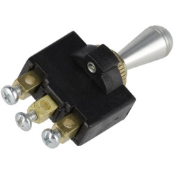 Brūkštelėjimo jungiklis, įjungimas-išjungimas, 12-24VDC, 10A, 125-250VAC, 2A, 3 kontaktai, varžtiniai gnybtai, metalinė veržlė, 