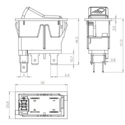 Svirties jungiklis, I-0, įjungtas, 12V, 4 kontaktų, darbinis žibintas kairysis SW10039KR