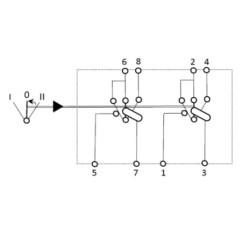 Svirties jungiklis, I-0-(II), įjungtas ant mamos, 12V, 8 kontaktų, galinio lango ploviklis ir valytuvas SW10044KR