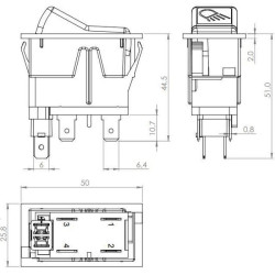 Svirties jungiklis, I-0, įjungtas, 12V, 4 kontaktų, darbinis žibintas dešinėn SW10035KR