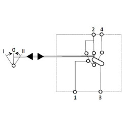 Svirties jungiklis, (I)-0-(II), mama ant mamos, 12 V, 4 kontaktų, pradinė padėtis / įėjimas SW10057KR