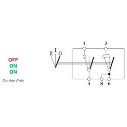 Svirties jungiklis, II+I-0, išjungtas ir įjungtas, 12V, 7 kontaktų, vietos apšvietimas, su lempute SW10031KR