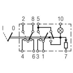Svirties jungiklis, I-0, įjungimas-išjungimas, 24V, 9 kontaktų, funkcinis apšvietimas, su lempute SW10028KR