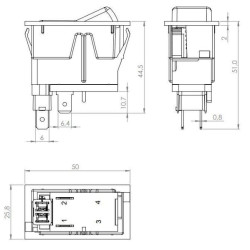 Svirties jungiklis, (I)-0, išjungtas, 12V, 2 kontaktų, priekinio stiklo apliejiklis SW10038KR