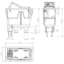 Svirties jungiklis, I-0, įjungtas, 12V, 4 kontaktų, artimosios šviesos SW10052KR