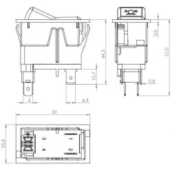 Svirties jungiklis, I-0, išjungtas, 12V, 2 kontaktų, sukamasis švyturėlis SW10042KR