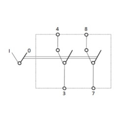Svirtis jungiklis, I-0, išjungtas, 12V, 4 kontaktų, darbinis žibintas dešinėn SW10049KR