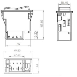 Svirties jungiklis, II-0-I, įjungimas-išjungimas, 12/24V, 3 kontaktų, funkcinis apšvietimas, su lempute SW10027KR