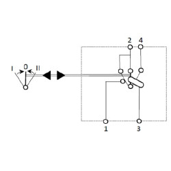 Svirtis jungiklis, (I)-0-(II), mama ant mamos, 12 V, 4 kontaktų, perjungimas SW10056KR