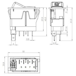 Svirties jungiklis, (I)-0-(II), mama ant mamos, 12V, 4 kontaktų, variklio sukimosi greičio parinktys/auto SW10053KR
