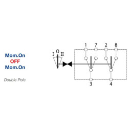 Svirtis jungiklis, (I)-0-(II), mama išjungta, 12V arba 24V, 8 kontaktų, funkcinis apšvietimas, su lempute SW10019KR