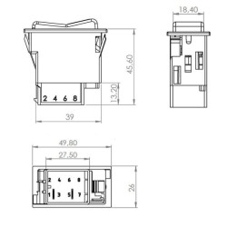 Svirties jungiklis, I-0, įjungimas-išjungimas, 12/24V, 4 kontaktų, vietos apšvietimas, su lempute SW10017KR