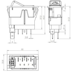 Svirties jungiklis, I-0-II, įjungiamas, 12V, 4 kontaktų, priekinio stiklo valytuvas SW10048KR