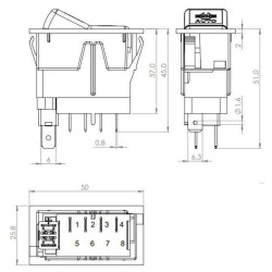 Svirties jungiklis, (I)-0-(II), mama ant mamos, 12 V, 4 kontaktų, diferencialo užrakto parinktys SW10045KR