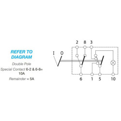 Svirties jungiklis, I-0, įjungimas-išjungimas, 12V, 7 kontaktų, funkcinis apšvietimas, su lempute SW10020KR