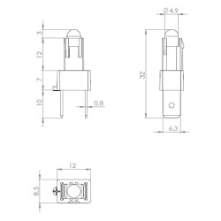 Lemputė ir laikiklis 12V LED svirties jungikliui SW100LED