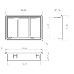 Montavimo rėmo svirties jungikliai, viršutinis, 3 krypčių SW10023KR