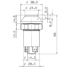 Mygtukas, Stop, apvalus, raudonas 11100320PN