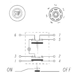 Mygtukas, Stop, apvalus, raudonas 11100320PN