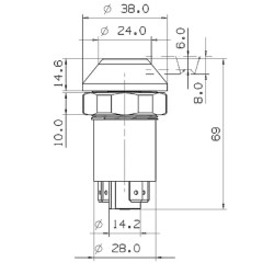 PTO jungiklis, apvalus, geltonas 11110370PN