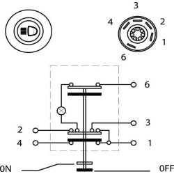 Stūmoklinis jungiklis, tolimosios šviesos, apvalios, mėlynos spalvos 11120140PN