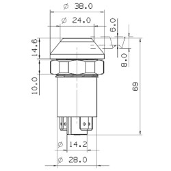 PTO jungiklis, apvalus, geltonas 11110290PN
