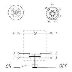 Mygtukas, Stop, apvalus, raudonas 11175200PN