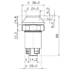 Mygtukas, ventiliatorius, apvalus, geltonas 11145100PN