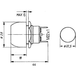 Uždegimo / starterio jungiklis, stūmimo valdiklis, 2 kontaktų, paprastai atviras kontaktas, Ø 22,5 mm 6JF001571161