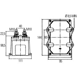 Pagrindinis jungiklis, baterija, 12V, 250A, 2 kontaktų 6EK008776001
