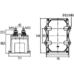 Pagrindinis jungiklis, baterija, 12V, 250A, 2 kontaktų 6EK008776001