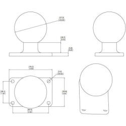Stačiakampis pagrindas su 2,25" rutuliu RAMD202U23