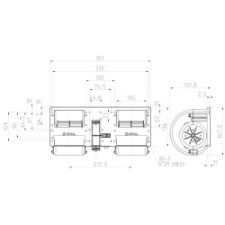 Dvigubas pūstuvas 12V, 006-A39-22 RA3VCV 30000126