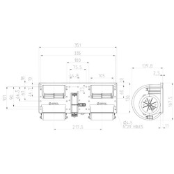 Dvigubas pūstuvas 12V, 006-A39-22 30000125