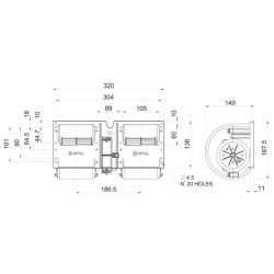 Dvigubas pūstuvas 12V, 011-A40-22 30004504