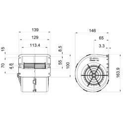Vienas pūstuvas 12V, 009-A70-74D 30000555B